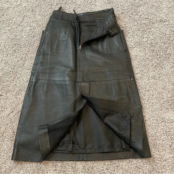 Vintage Enrique Hidalgo Pedrola Leather Maxi Skirt Black   Small - Picture 11 of 15